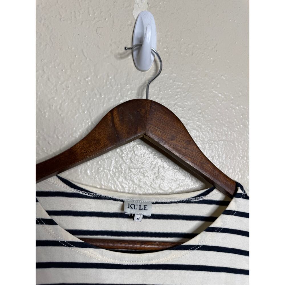 KULE Striped Long Sleeve Cotton Breton Top Ivory Navy Size M - Picture 3 of 10
